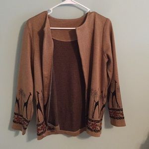 Cardigan with Giraffe/Floral Pattern